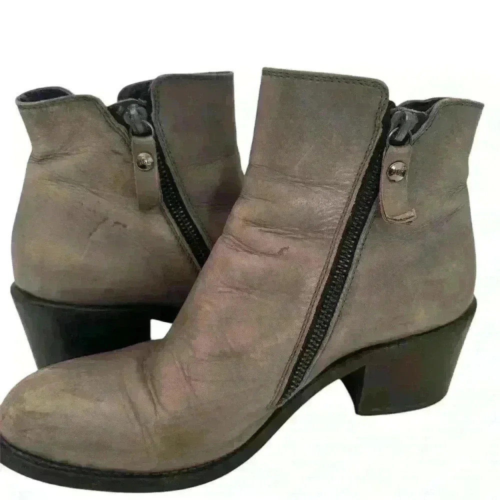 AGL Double Zipper Gray Ankle Boots Sz 8 EU 38 Pre loved